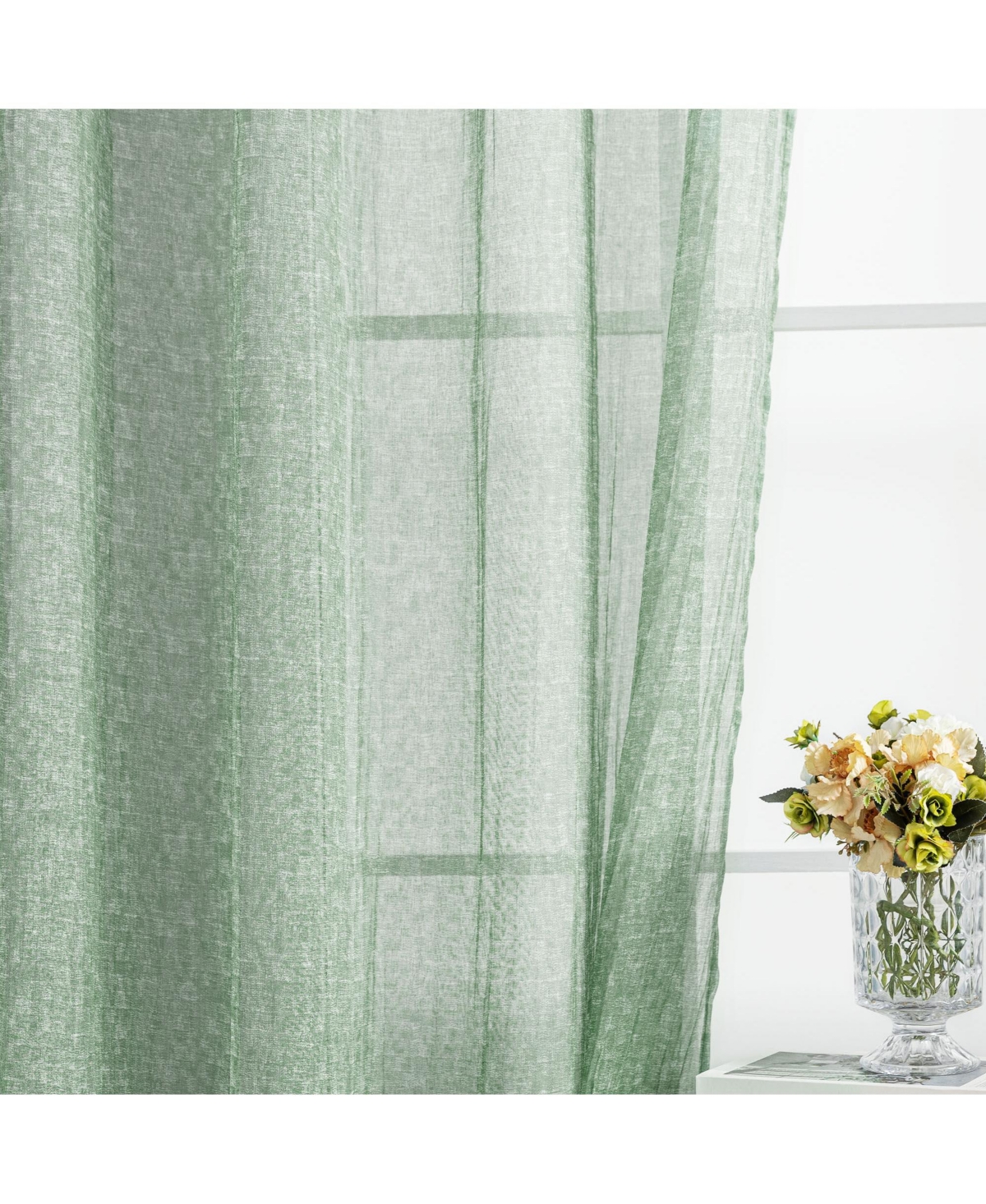 Awesome Home Crinkle Textured Semi-Sheer Rod Pocket Curtains Pair