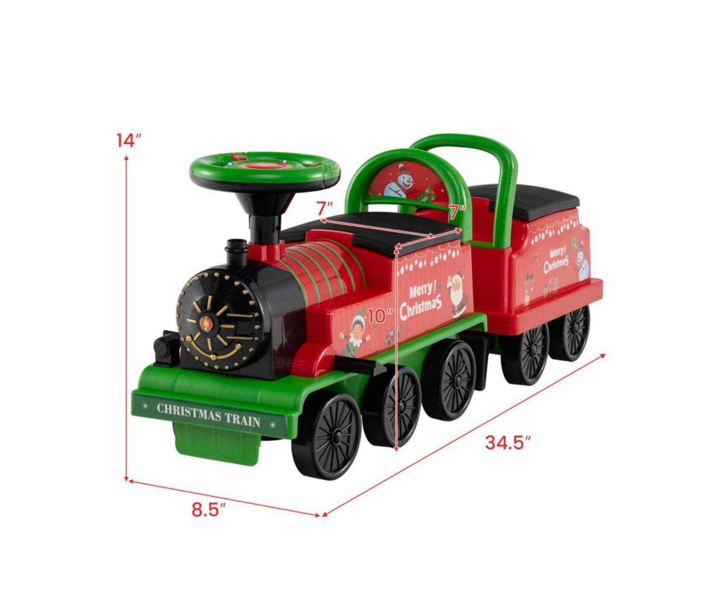 Детская игрушка HONGGE 6V Kids Ride On Train with Carriage and LED Lights, цвет: Зелёный — фото 5