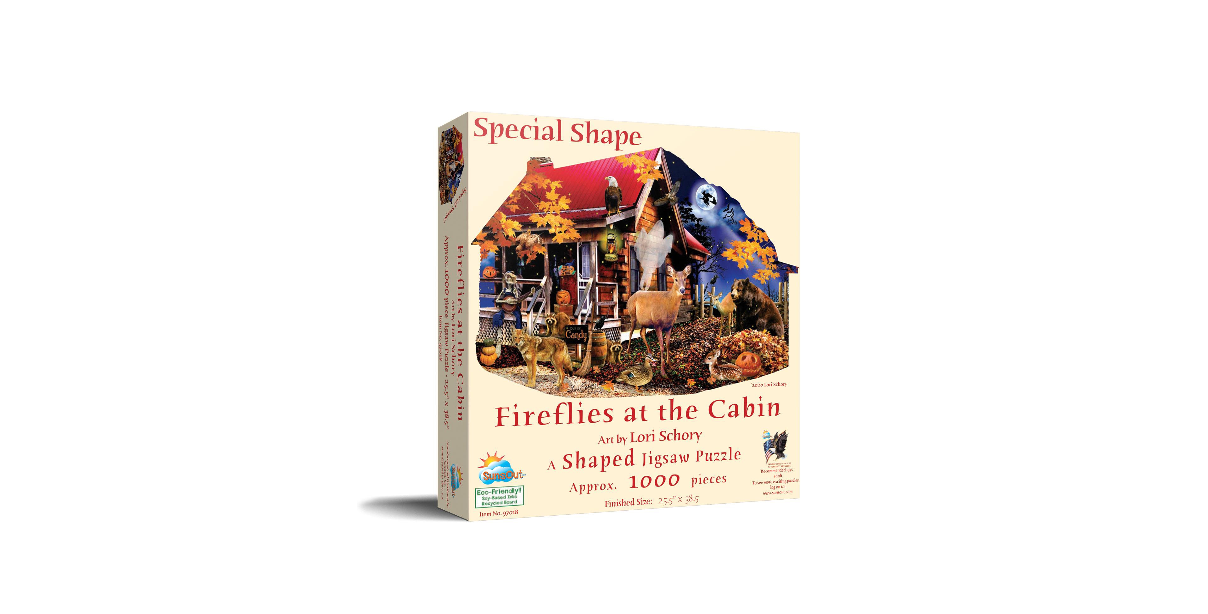 Sunsout Special Shape Halloween Adult Fireflies at the Cabin 1000 Piece Jigsaw Puzzle, Ages 15+