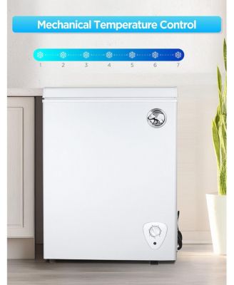 1.8 Cu. Ft. Compact Chest Freezer, Textured Finish, Deep Freezer for Frozen Food Storage, White