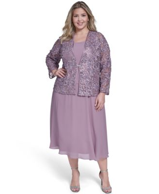 Plus Size Soutache Jacket and Fit & Flare Dress, 2-Piece Set