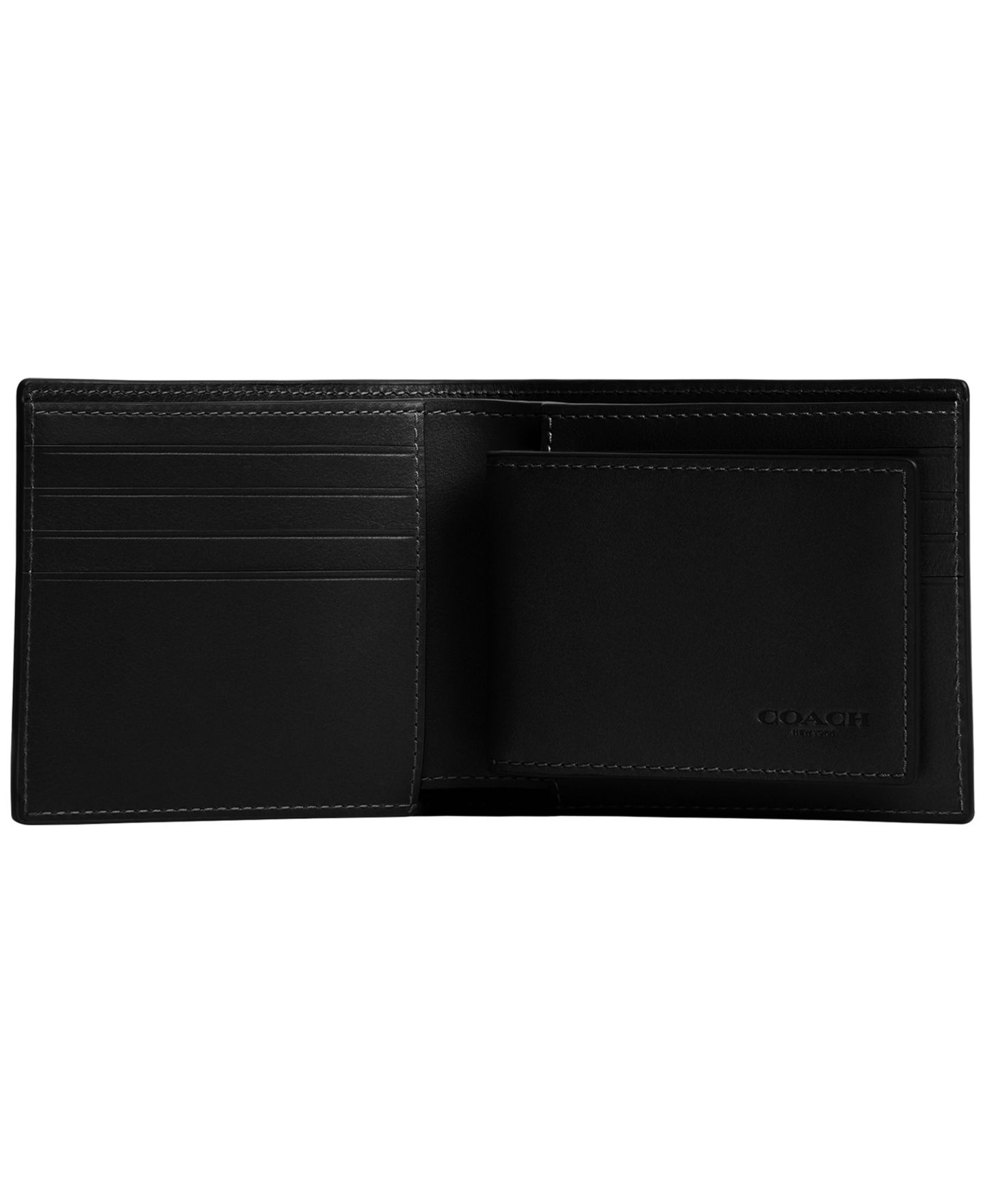 Мужской кошелёк COACH 3-in-1 Leather Wallet, цвет: Чёрный — фото 3