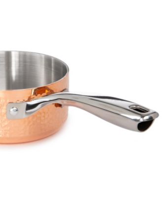 Vintage Tri-Ply Copper 5.5" Saucepan 1qt. with Lid, Hammered