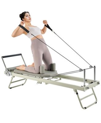 Foldable Pilates Reformer, Dual-Resistance Spring and Cord Reformer for Home Pilates Training, Supports Up to 400 lb