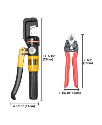 Hydraulic Wire Crimping Tool with Cable Cutter for Battery Cable Lug Terminal 1/8" to 3/16" Deck Railing Hardware