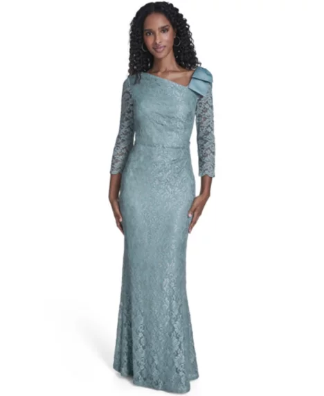 Petite Side Tuck Sheath Gown - Sage