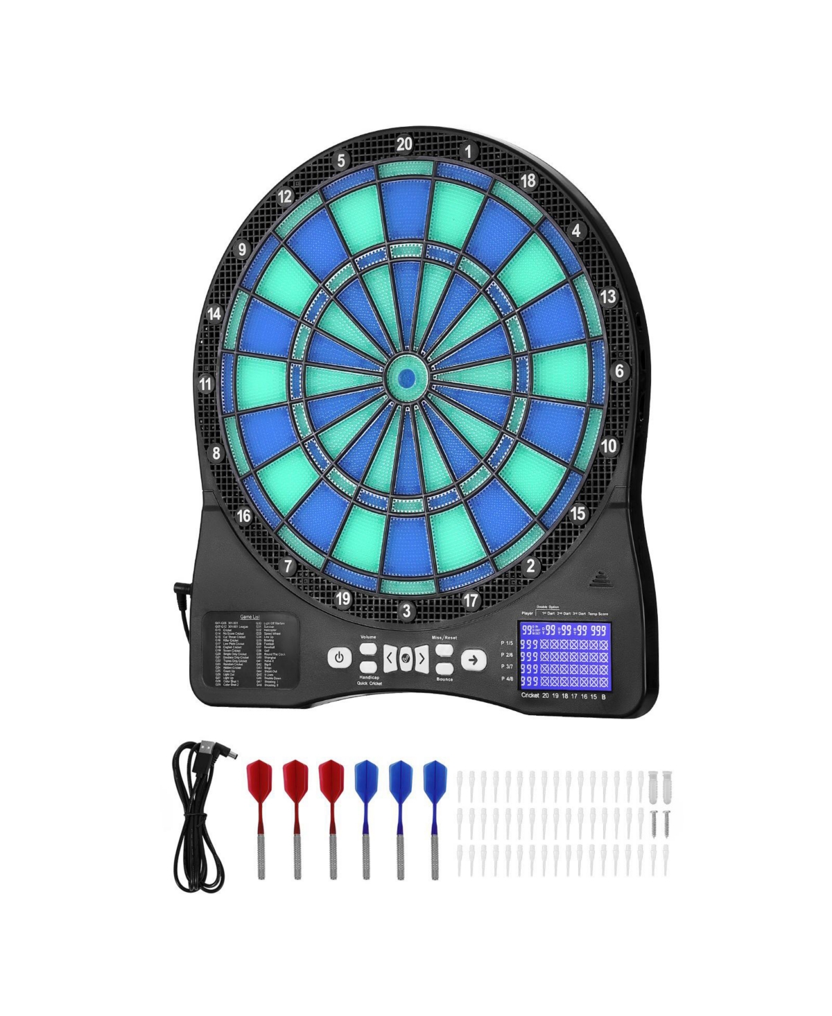 Sugift Electronic Dartboard Led Target with 48 Games and 500 Variations for 8 Players