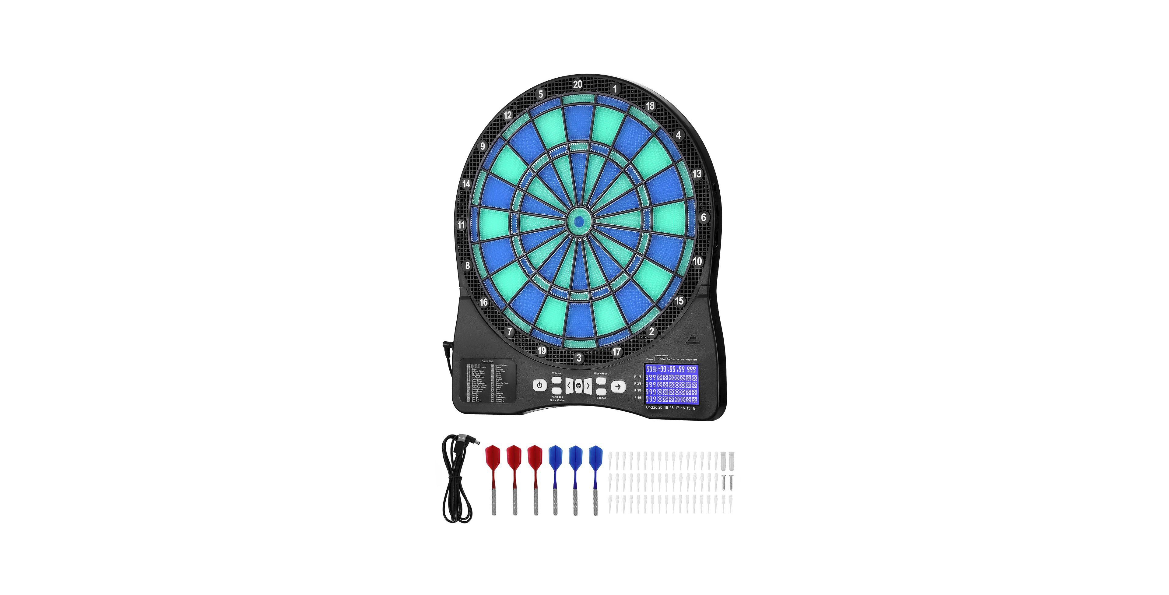 Sugift Electronic Dartboard Led Target with 48 Games and 500 Variations for 8 Players
