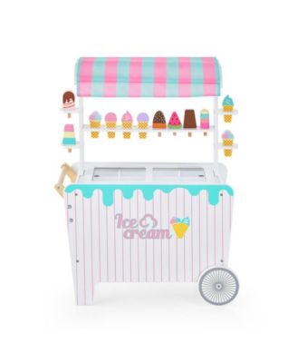 Kids Ice Cream Cart Playset with Display Rack and Accessories