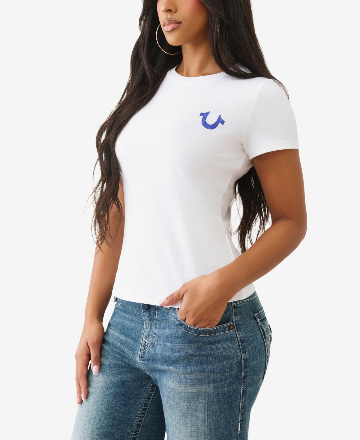 True Religion Women's Crystal Crew Neck T-Shirt