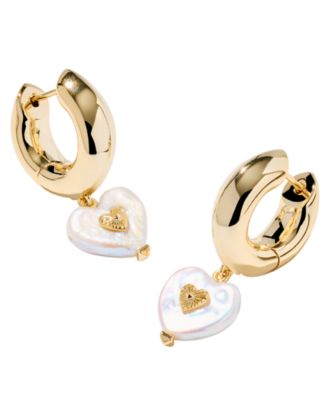 Kendra Scott - Cultured Freshwater Pearl 14K Gold Over Brass Sasha Heart Huggie Earrings