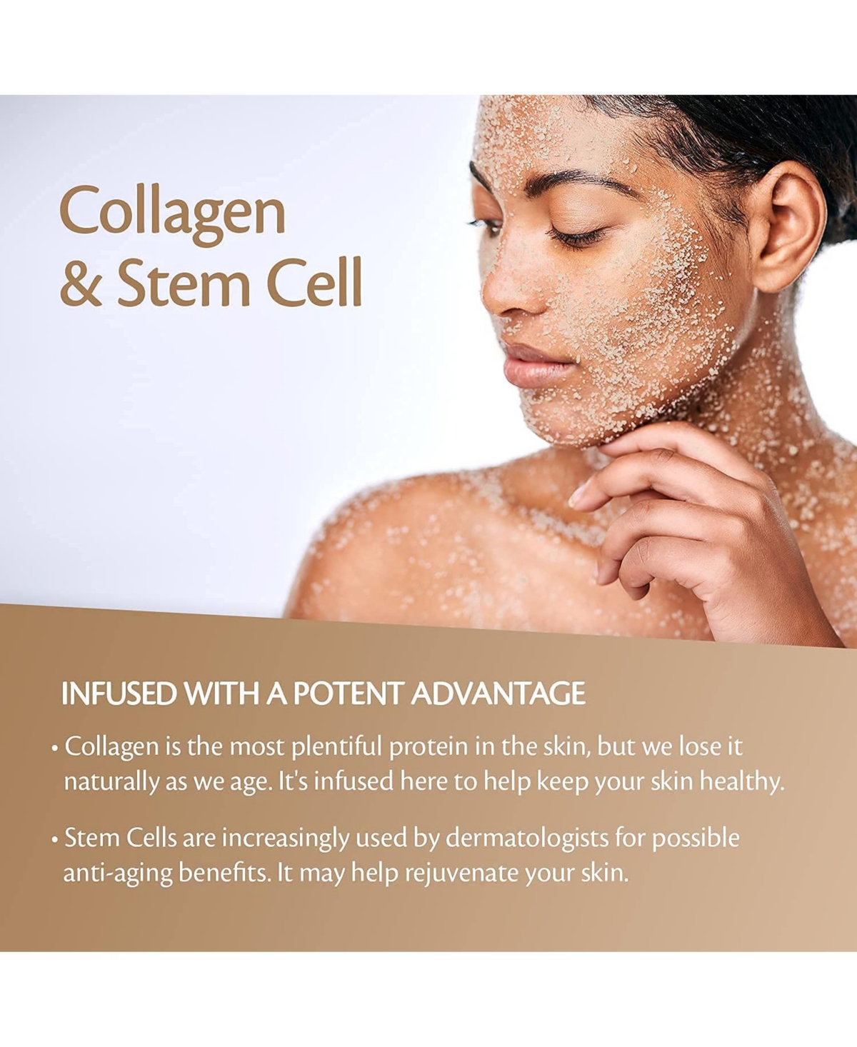 M3 Brown Sugar Body Scrub with Collagen Stem Cell Exfoliating Body Scrubber Face Cleanser Fight Skin Care Appearance Cellulite Fine Line Stretch Mark