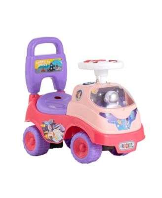 Ride On Toddler Push Car, Kids Ride-On Toy with Horn, Music & Storage, 48.5 lbs Load, Foot-to-Floor Walker for Boys Girls 19–36M, Pink