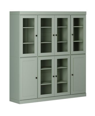 100% Solid Wood Pantry Cabinet, Shaker Doors, 2 Drawers, Adjustable Shelves, 65" Wide, 71.5" Tall