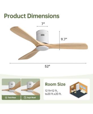 52-inch Modern White 3-Blade Ceiling Fan with Remote Control and Supporting Mobile Device Connection