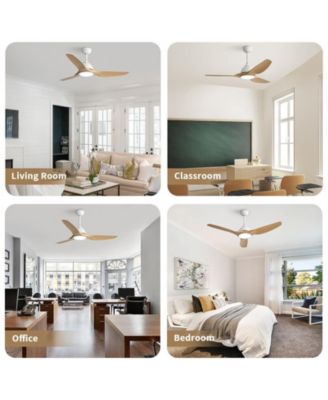 52-inch Modern White 3-Blade Ceiling Fan with LED Light and Remote Control