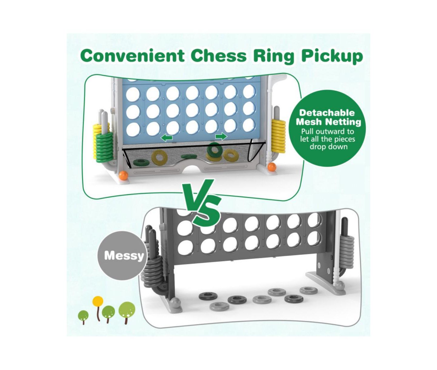 Детские игрушки HONGGE Jumbo 4 to Score 4-in-1 Game Set with Adjustable Height, Ages 3+, цвет: Синий — фото 6