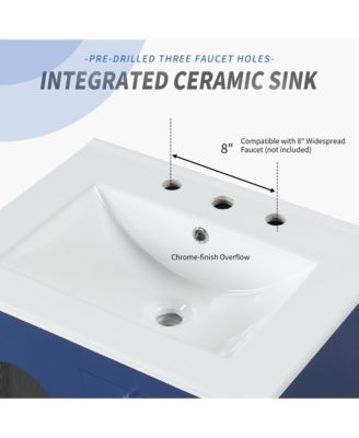 24" Bathroom Vanity with Sink, 2 Drawers and Door, Adjustable Shelf