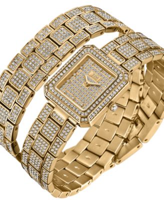 Women's Arc Crystal Diamond (0.06 ct. t.w.) Swiss Quartz Stainless Steel Watch, 23mm