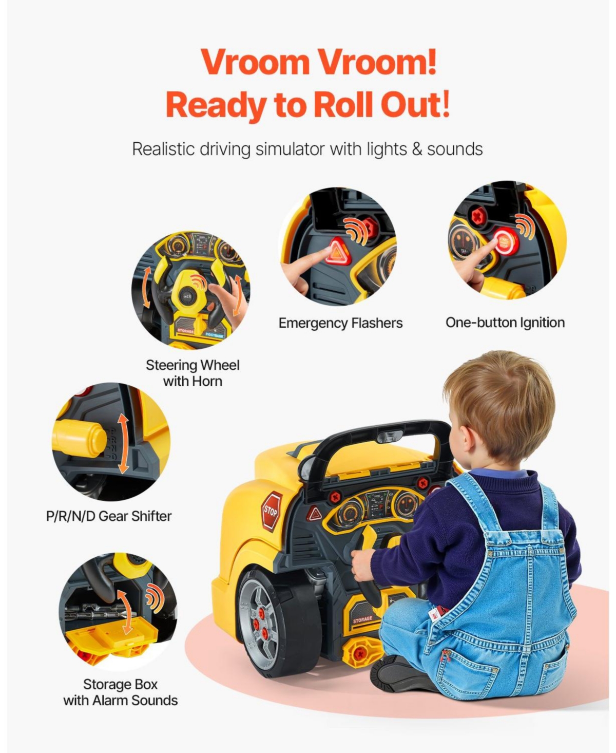 Mecale Engine Toy, 60 Pcs Car Repair Set with Lights & Sounds, Steering Wheel, Horn, Removable Parts, Mechanic Workshop Toy for Kids 3