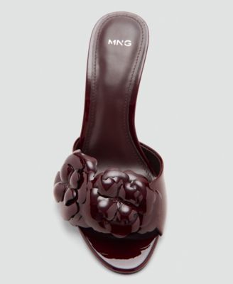 Women's Patent Leather Floral Heeled Sandals