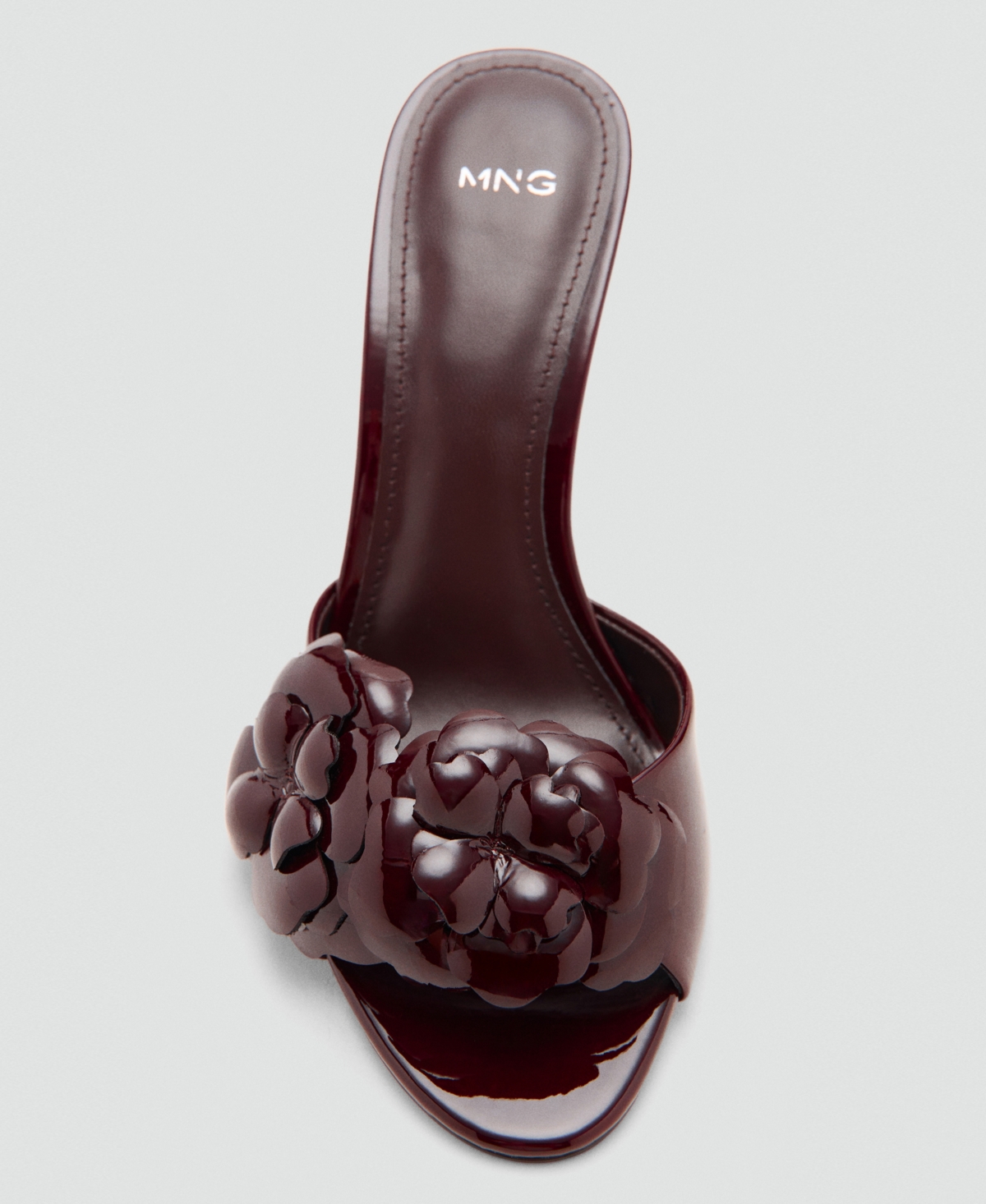 Mango Women's Patent Leather Floral Heeled Sandals