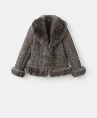 Women's Suede-Effect Faux-Fur Jacket