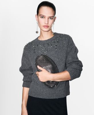 MANGO - Women's Sequins Knitted Sweater