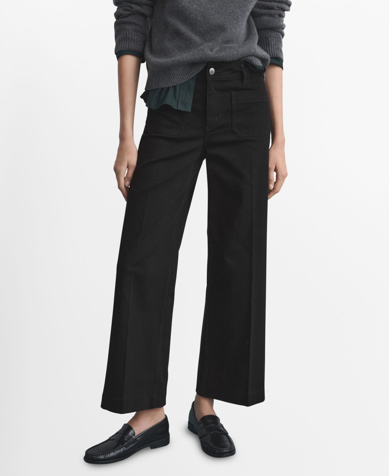 Women's Pockets Wide-Leg Jeans