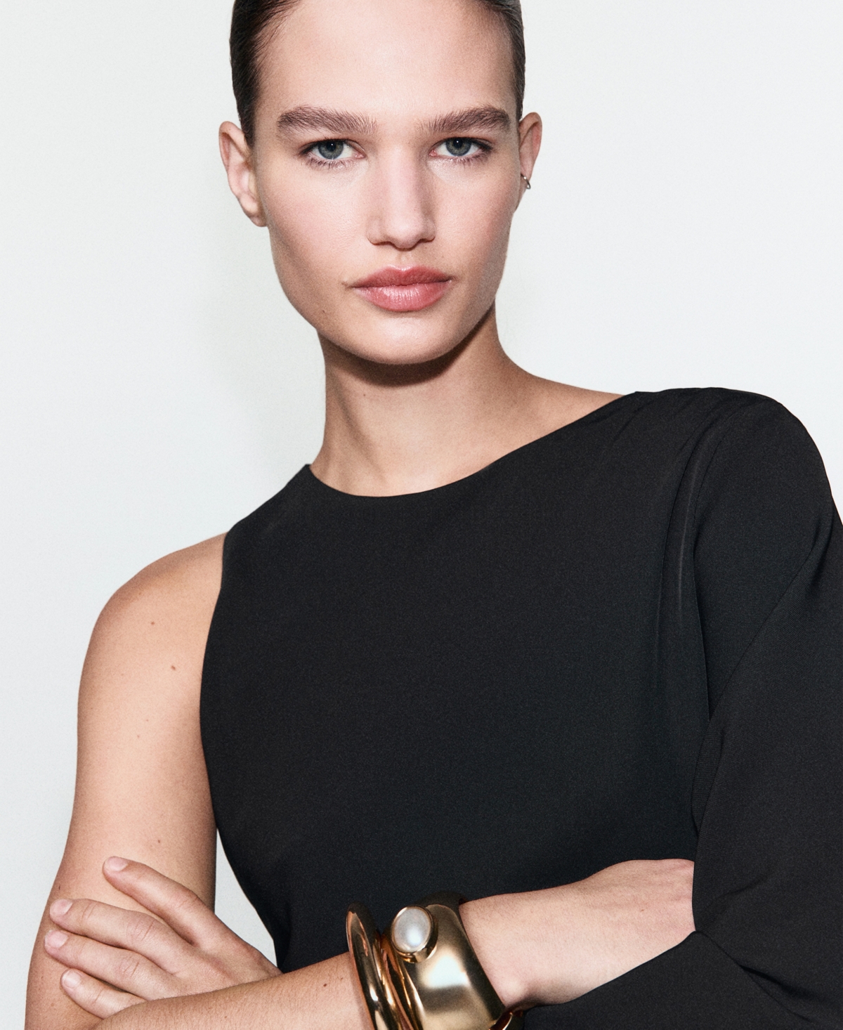 Mango Women's Asymmetrical Sleeves Dress