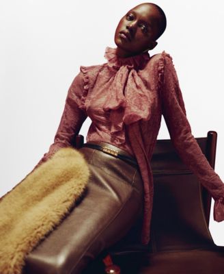 Women's Ruff Collar Lace Blouse