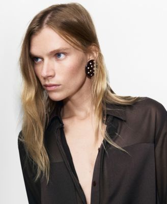 Women's Semi-Transparent Patches Blouse