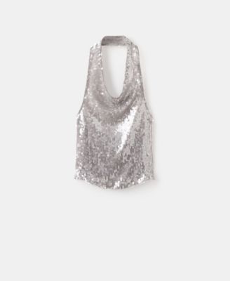 Women's Cowl Neck Sequin Top
