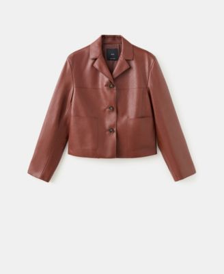 Women's Pockets Faux-Leather Jacket