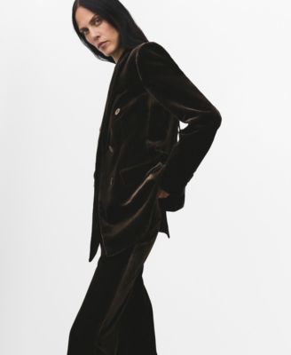 Women's Double-Breasted Velvet Suit Jacket