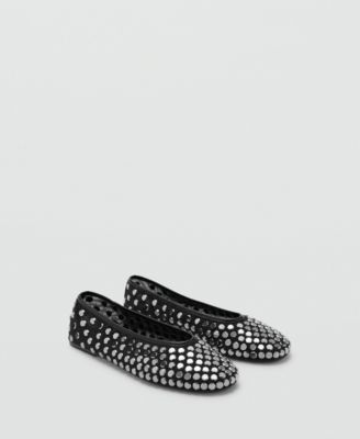 MANGO - Women's Studs Mesh Ballet Flats