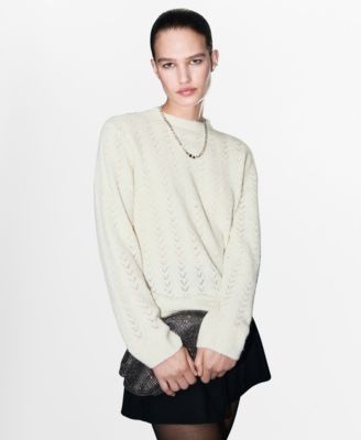 MANGO - Women's Cable-Knit Lurex Sweater