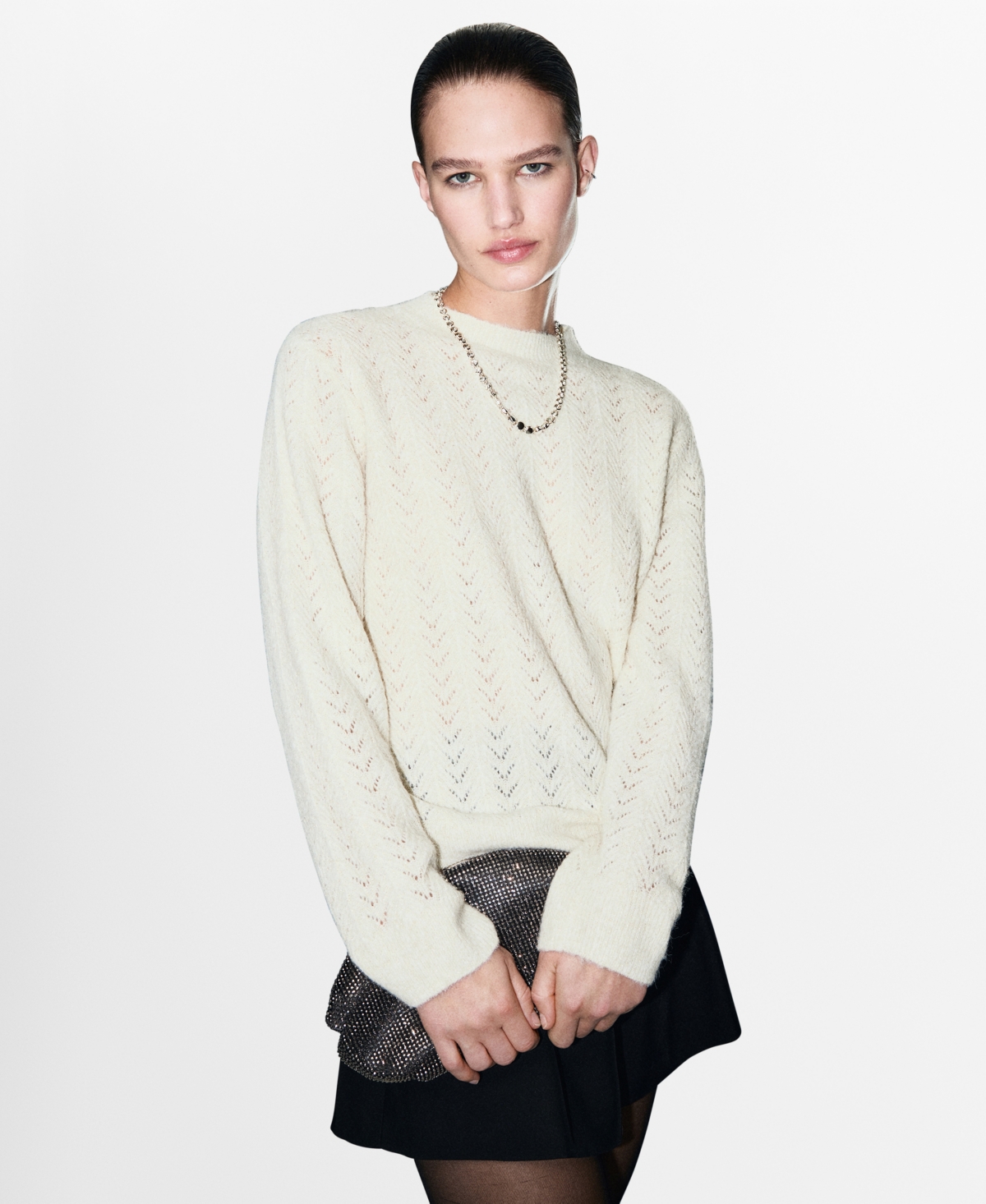 Mango Women's Cable-Knit Lurex Sweater