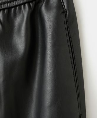 Women's Elastic Waist Faux-Leather Pants