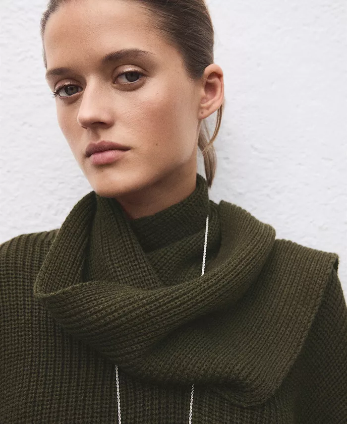 Women's Knitted Scarf Sweater - thumbnail 3