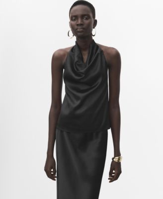 Women's Draped Neck Satin Top