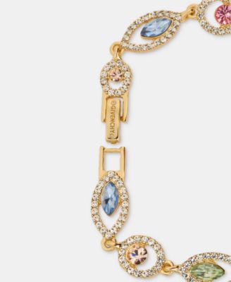 Rhodium Glass Stone Silver-Tone Flex Bracelet