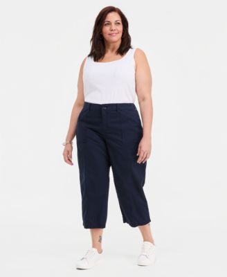 Plus Size Seam Utility Capri Pants