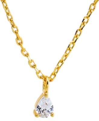 Cubic Zirconia Gold Plated Gold Plated Dangling Pear Chain Huggie Earrings