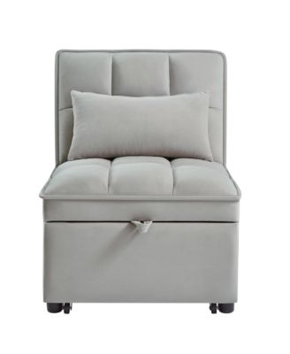 4-in-1 Convertible Sofa Bed with Storage Pockets Adjustable Backrest and Chaise Lounge