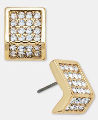 Pav&eacute; Geometric Stud Earrings