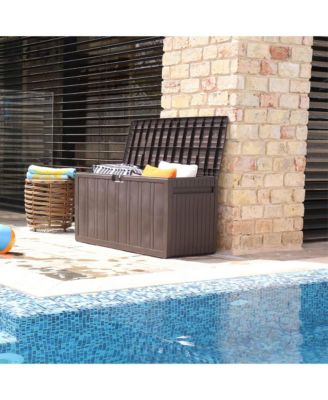 Outdoor Backyard Patio Storage Deck Box, 71 Gallon, Brown