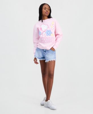 Juniors' Snoopy Flower Crewneck Sweatshirt