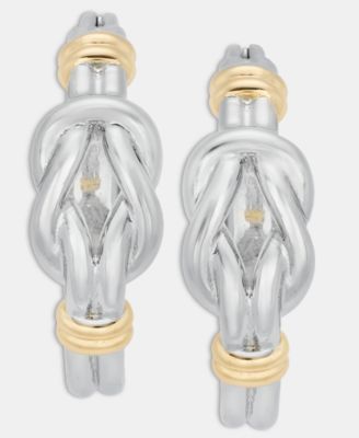 Knotted Style Small Hoop Earrings, 0.8"