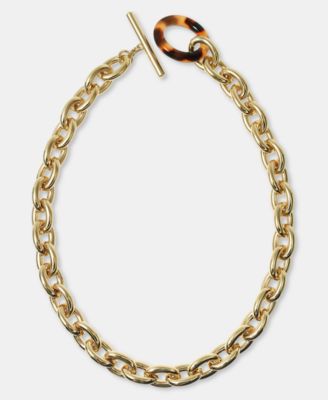 Tortoise Shell Look Open Link 16" Chain Necklace